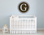 Children Circle Wall Decal - Circle and Initial Decal