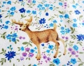 Japanese Cotton Fabric - Woodland Animals in Blue Floral - Half Yard - theheydayshop