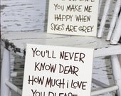 You Are My Sunshine lullaby lyrics on set of 2 8" x 10"  canvas WA03