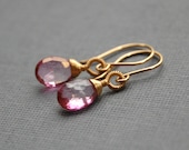 Solo Earrings - Mystic Pink Topaz in Gold Fill