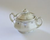 Community China Deauville Sugar Bowl: 1931 Art Deco Ivory Porcelain w/ Platinum, Vintage Wedding China, Gatsby Style