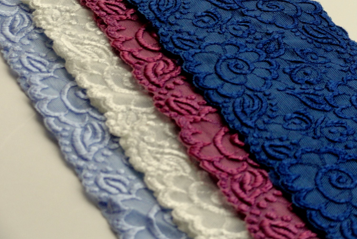 4 Wide Headbands Stretch Lace Head Band Stretch Lace Headbands Blue Purple White Ivory Boho Headband Womens Headcovering