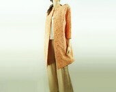 Vintage 60s Orange Jacket Brocade Summer Coat / s