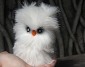 Plush Snowy Owl eco friendly stuffed animal snow white faux fur felt friend toy (woolcrazy)