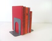 Vintage industrial gray metal Bookends