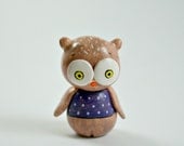 Mr. Owl - Hand Sculpted Miniature Polymer Clay Animal Art Doll