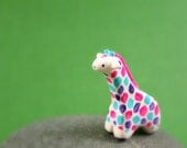 Colorful Little Giraffe - Hand Sculpted Miniature Polymer Clay Animal