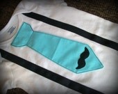 Fathers day shirt. Tie hangs free like a real tie. Little man mustache party shirt, includes onesie or shirt with tie, mustache, suspenders