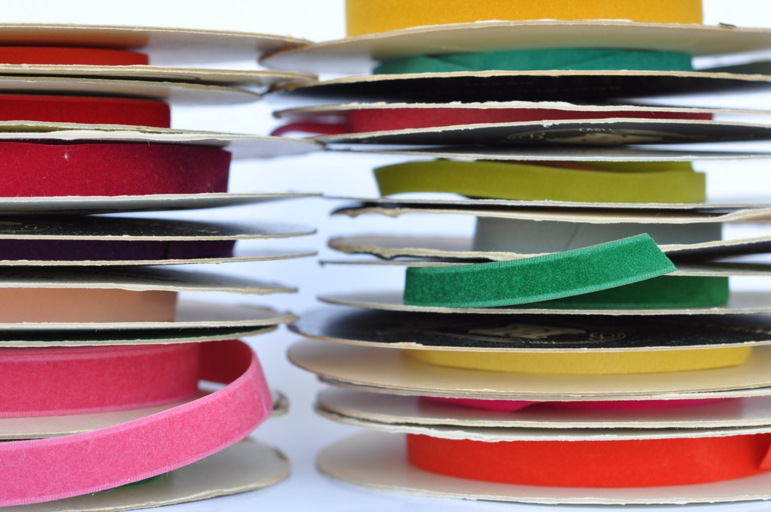 Spools of Vintage Velvette Ribbon - Large Lot