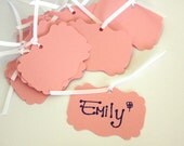Handmade Paper Tags, Pink Tags, Bridal Shower Tags, Baby Shower Tags, Name Tags