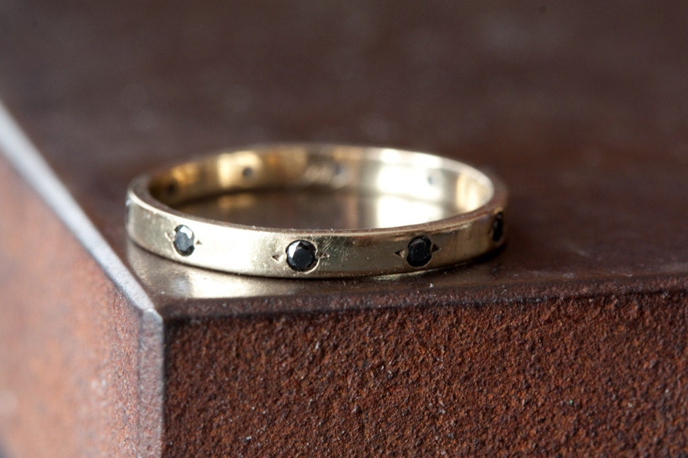 Black Diamond Eternity Band- 14kt gold, wedding band