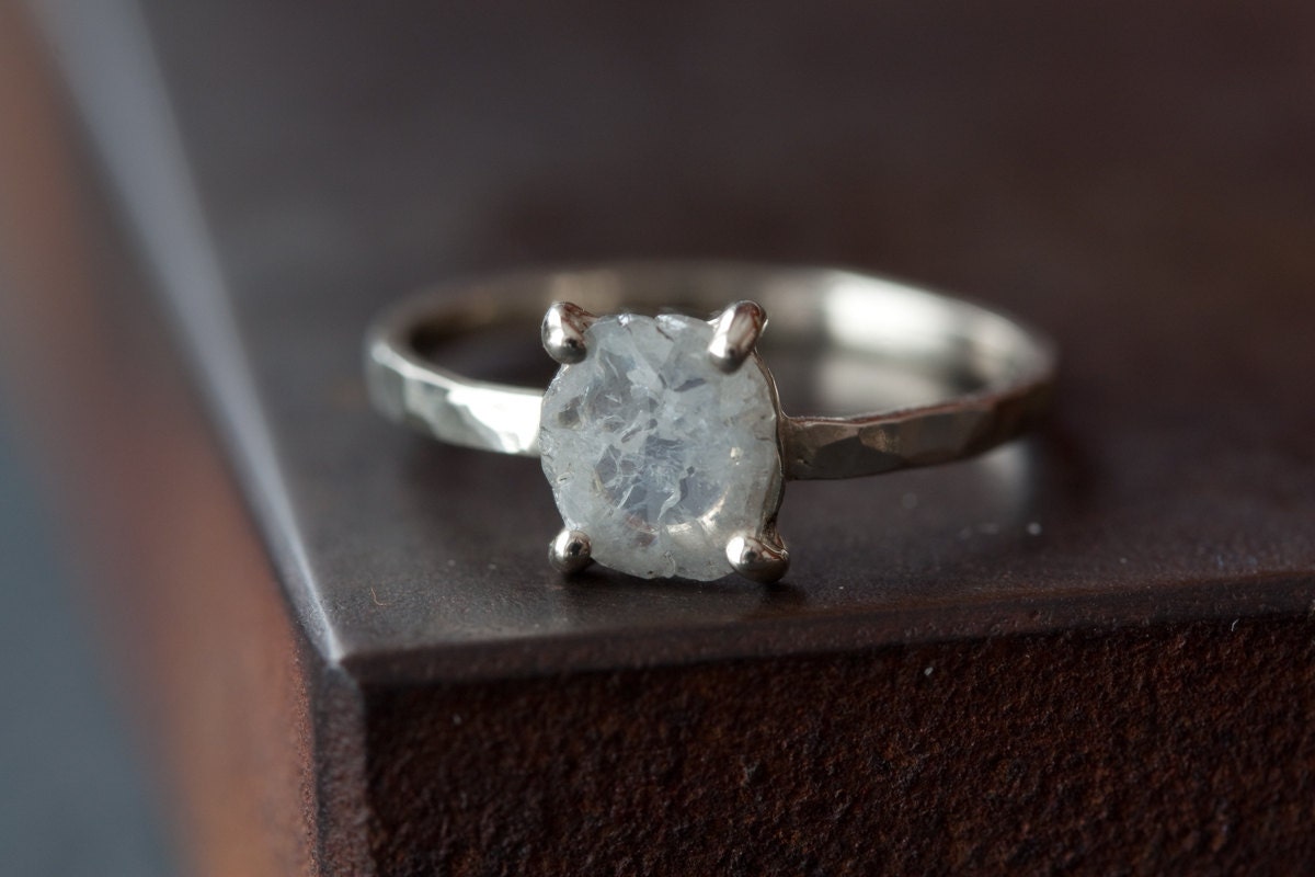 Natural Diamond Slice RIng in 14kt White Gold