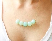 Aqua bridesmaid jewelry - blue bridesmaid necklace - aqua necklace - gold necklace - chalcedony necklace - seafoam stone necklace