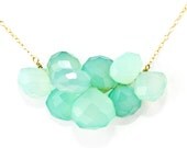 Blue bridesmaid jewelry - blue bridesmaid necklace - aqua necklace - gold necklace - chalcedony necklace - beach wedding jewelry