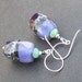 earrings boro glass lavender, charcoal, pale seafoam, ivory spotted beads- lav strata