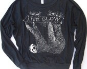 Womens SLOTH 2 (Live Slow) Lightweight Tri-Blend Pullover - american apparel S M L (6 Color Options)