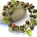 Aventurine and Peridot wrap bracelet, beaded gemstone jewelry, Earthy, Bohemian, green leaves, memory wire cuff