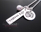Camera Charm - Personalized Necklace - Hand Stamped Jewelry - Capture Life