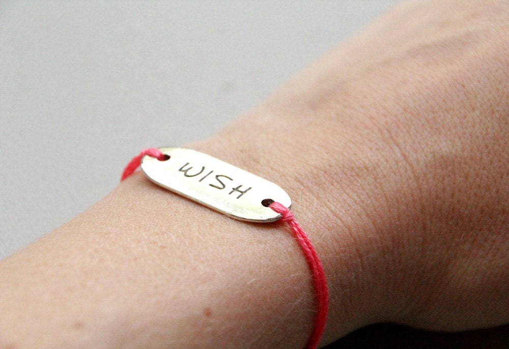 SUMMER CLEARANCE SALE neon coral wish bracelet wishlet limited edition friendship bracelet silver charm letterhappy etsy nectarine thread
