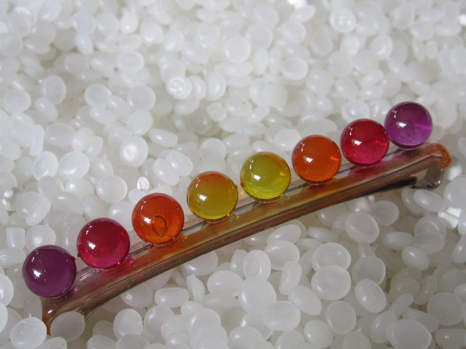 Vintage barrettes, rainbow colors