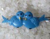 vintage  hair barrette cuddle  blue birds