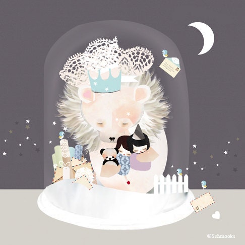 Modern Lion Baby Nursery Art - The Sleepy Snow