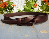Skinny Leather Belt in Dark Brown by Muse 1 inch
