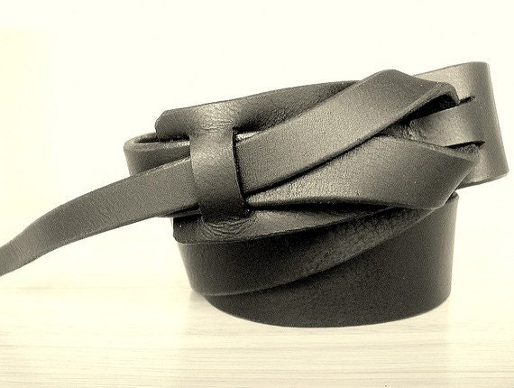 Flat Black Muse Leather Belt 1.5 inch  Nickel-Free/ Vegetable tanned leather