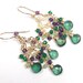 Gemstone Chandelier Earrings Emerald Green Purple Gold Vermeil Wire Wrapped Gemstone Long Statement Earrings - Leonora