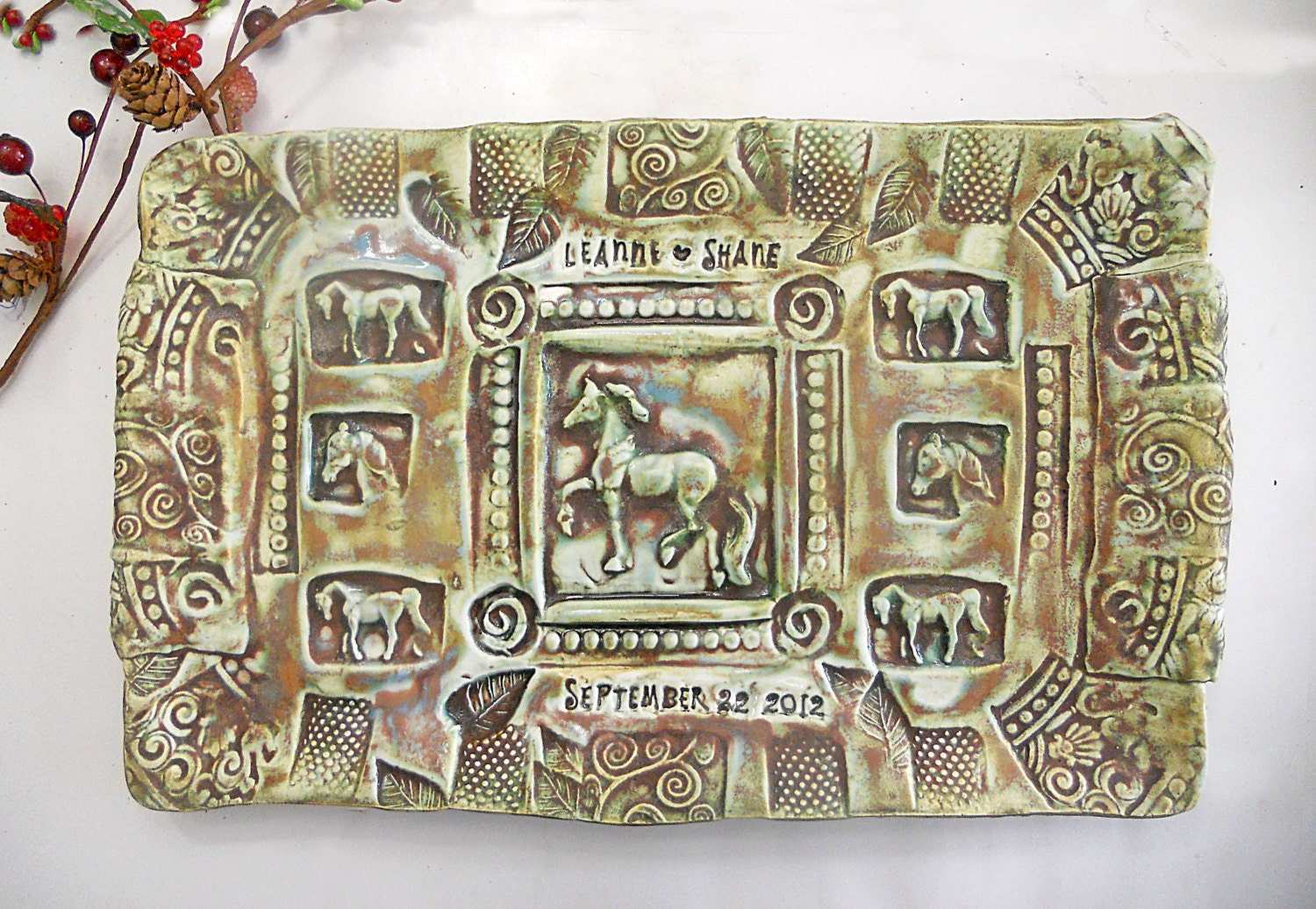 Personalized Wedding Platter Serving Tray MADE TO ORDER Choose Design and Color wedding table setting Handmade ceramic pottery