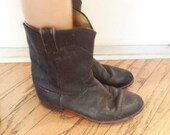 Vintage justin black mens  distressed ankle  Boots 10m