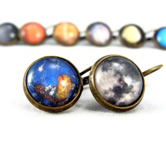 Science Women Planet Custom Solar System Earrings