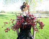 Fairy faerie wings OOOOAK red sequin black branches festival fantasy head band