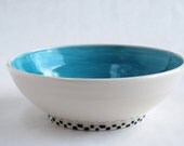 Porcelain, Turquoise, Shallow Bowl, Handmade, Simple, Modern Contemporary