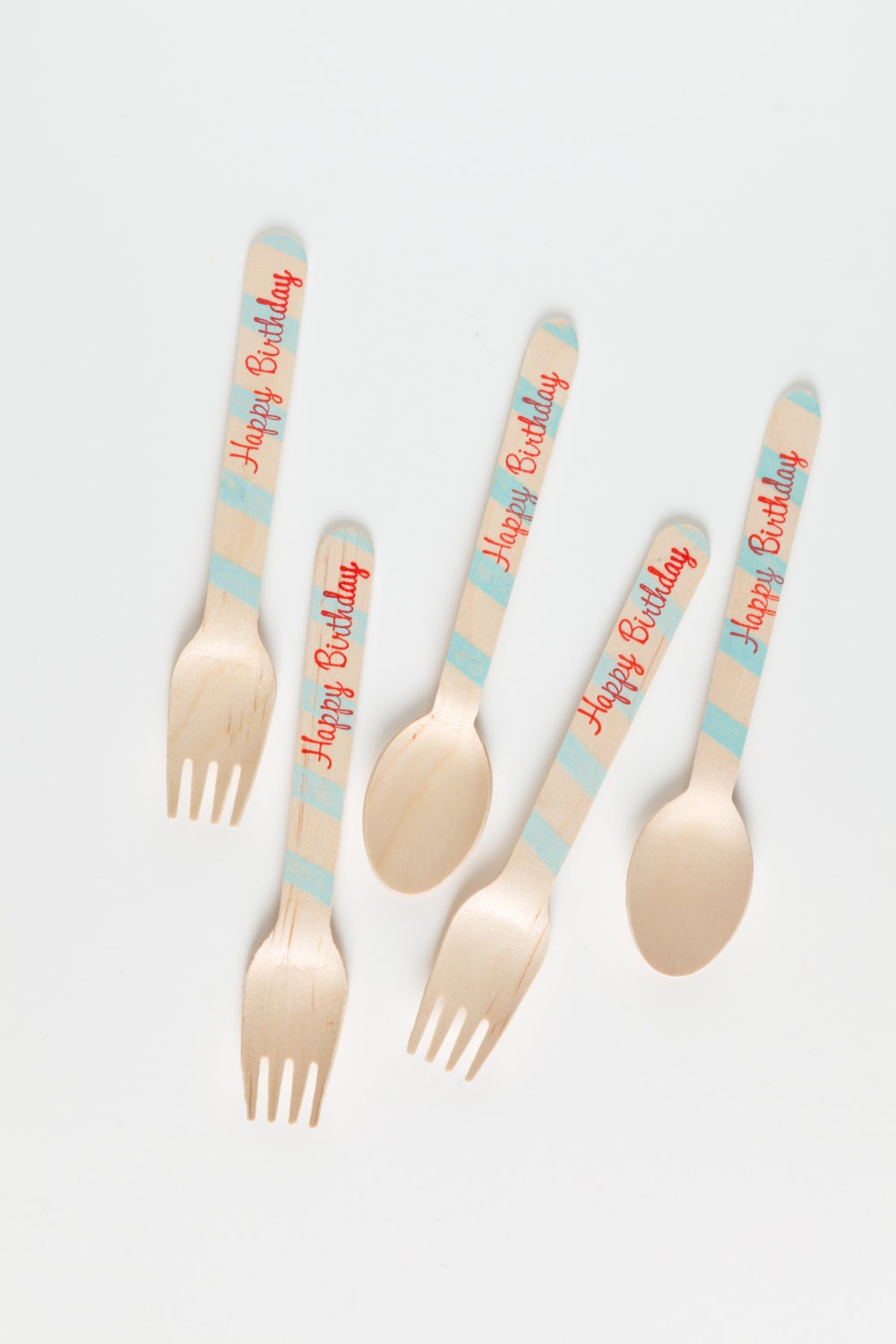 20 Wooden Utensils - Happy Birthday - Perfect Alternative To Plastic Utensils For Parties Il_170x135