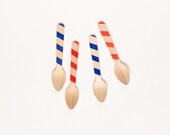 4th of July - 20 Wood Ice Cream Spoons - Graphic Stripes in Blue and Red Il_170x135