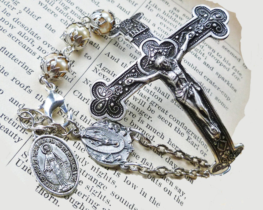 Cross Jewelry Sideways Cross Bracelet Crucifix and Virgin Mary