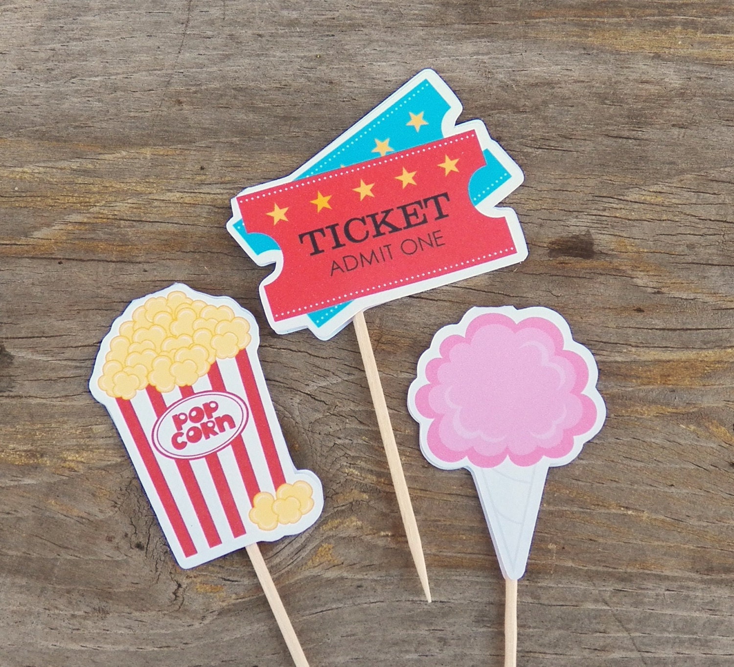 Circus Party - Set of 12 Assorted Big Top Circus Cupcake Toppers by The Birthday House