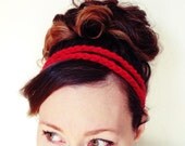 Heartbreaker HEADBAND - Cherry Red, Crochet, Double Strand, Accessories, Trendy, Hip, Boho, Women, Girl, Teenager, Elastic, Yarnival.