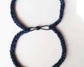 Blue Mix HEADBAND - Navy, Denim, Multicolor, Elastic, Wood Bead, Acrylic Wool Yarn, Handmade, Rich, Deep, Trendy, Double Strand, Yarnival.