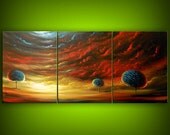 art abstract painting Original painting art original abstract painting tree painting red yellow blue acrylic painting 24 x 54