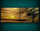 steampunk art painting metallic gold original abstract thick paint texture painting palette knife painting 40 x 16 industrial