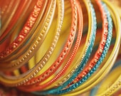 Fine Art Photograph. Bangles. Peach, Orange, Gold, Teal, Home Decor.