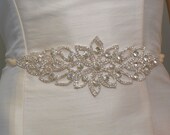Genuine Crystal Lace Rhinestone Cluster  Bridal Sash Belt, Prom, ALL COLORS
