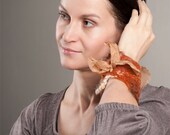 Nuno Felted Bracelet  Cuff Rusty Red