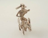 Vintage Sterling Strumming Skeleton and Donkey Charm