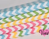 Easter Chevron Fat Quarter Bundle : Riley Blake Chevron Girl Pink Aqua Yellow Green Cotton Quilt Fabric