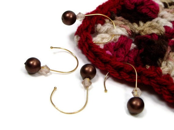 Removable Stitch Markers Set, DIY Crochet, Snag Free Stitch Markers, Gift for Crochet, Cocoa Brown,TJBdesigns