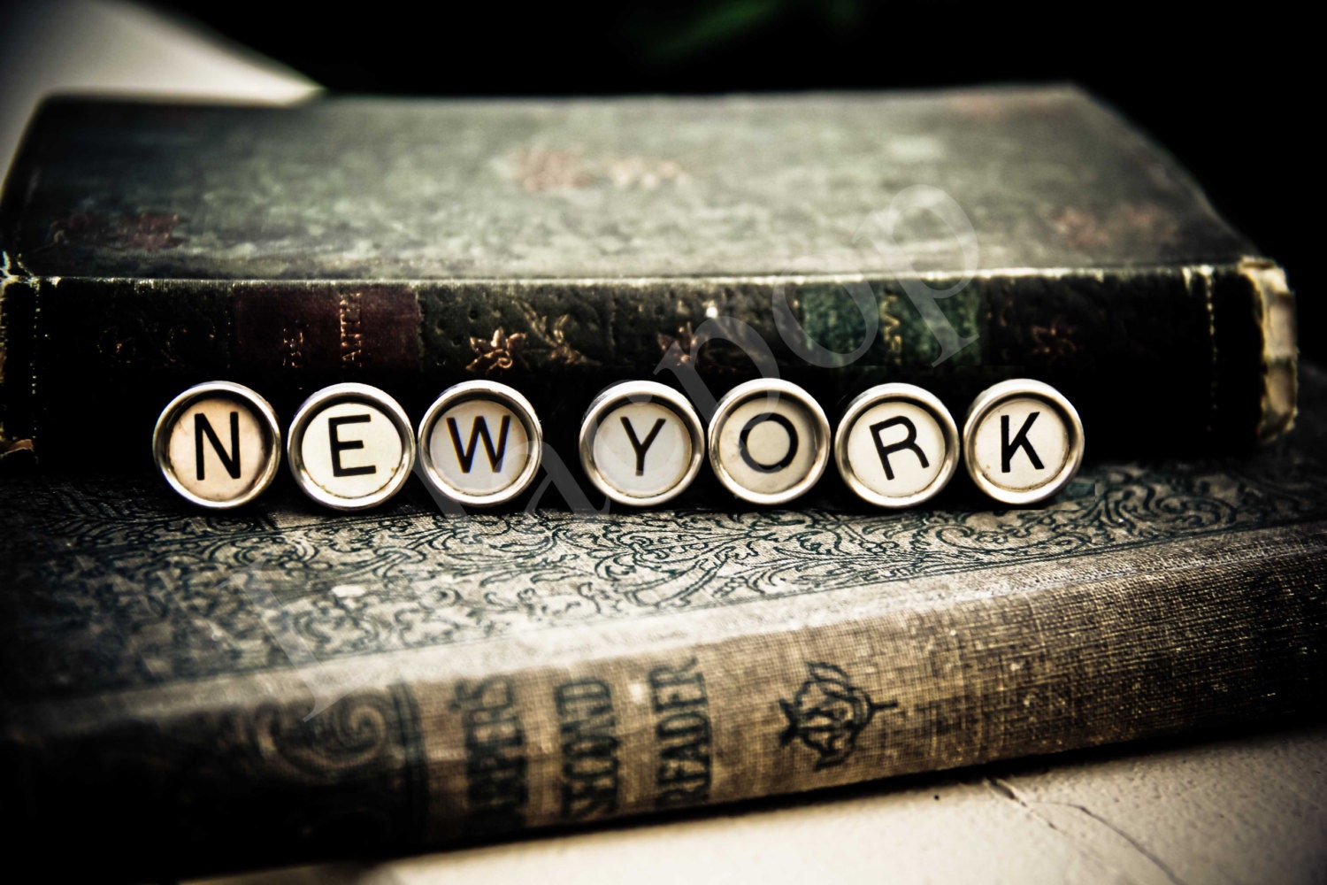 New York Vintage Typewriter Keys Fine Art Photographic Print on Metallic Paper