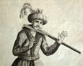 Ca. 1743 Antique Copper Engraving of Persian, Arab, and Turkish Costumes. By Bernard Picart
